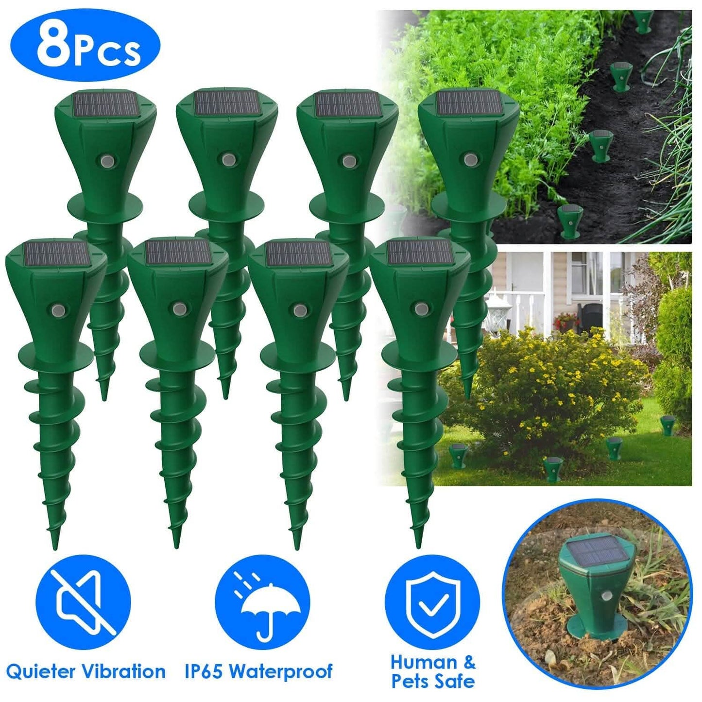 8-Pieces: Solar Powered Repellent Waterproof Solar Vibration Stake DailySale