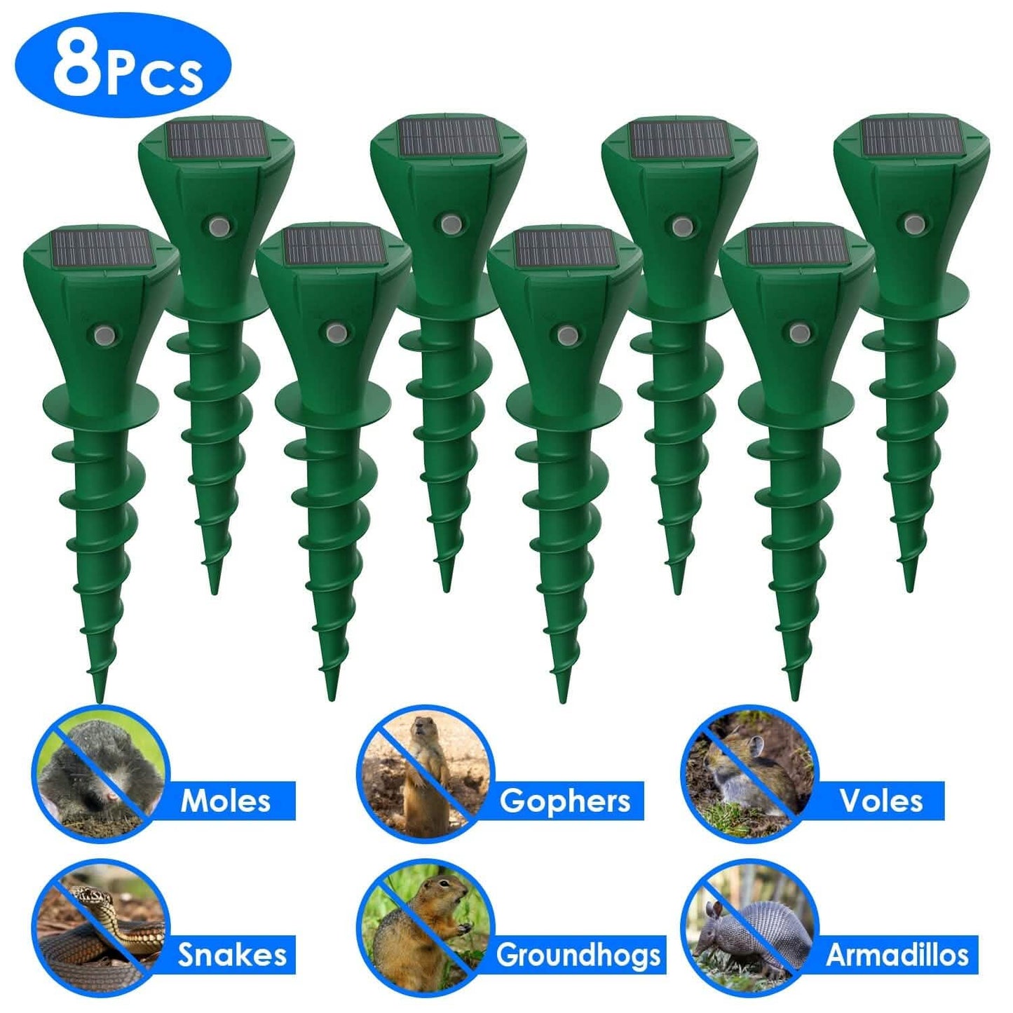8-Pieces: Solar Powered Repellent Waterproof Solar Vibration Stake DailySale