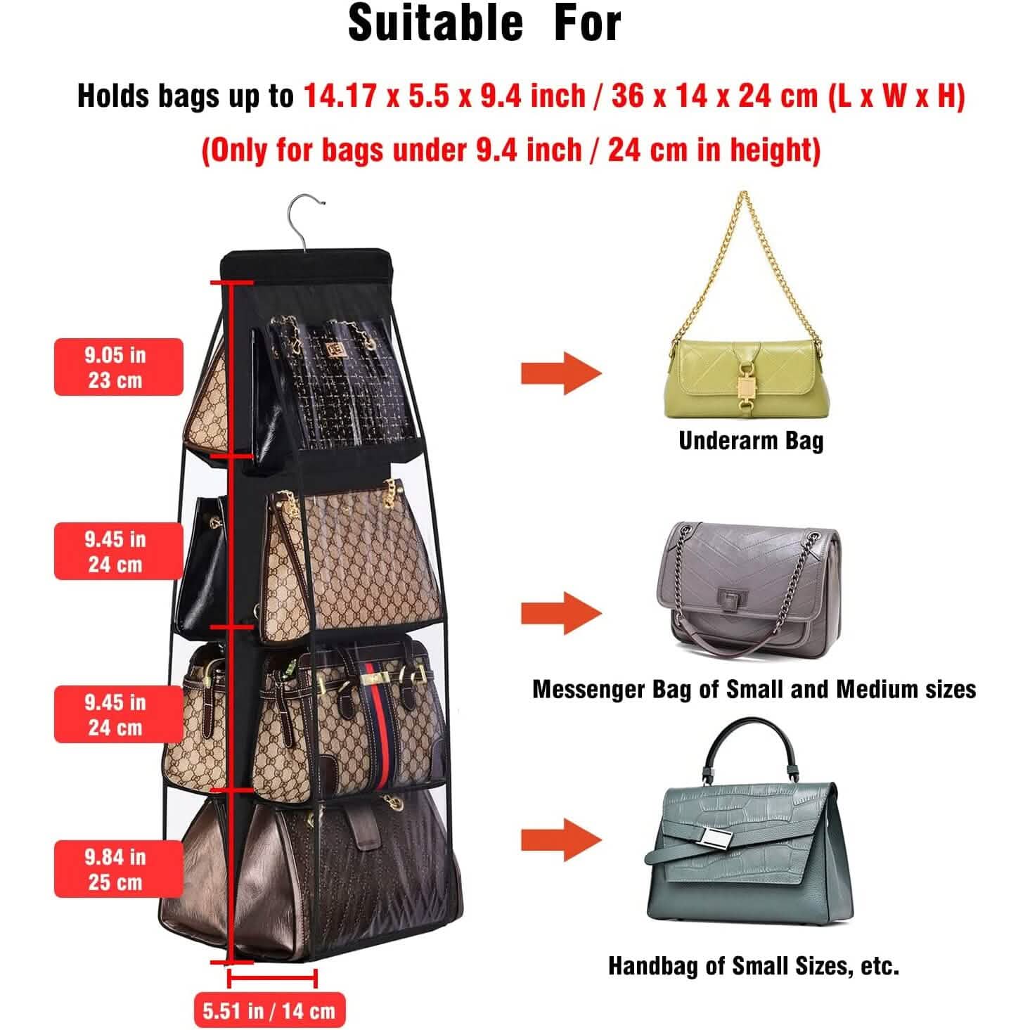 8 Pocket Hanging Purse Organizer Handbag Storage Hanger DailySale