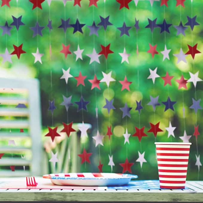 8 Strands Patriotic Star Streamers Banner Garland DailySale