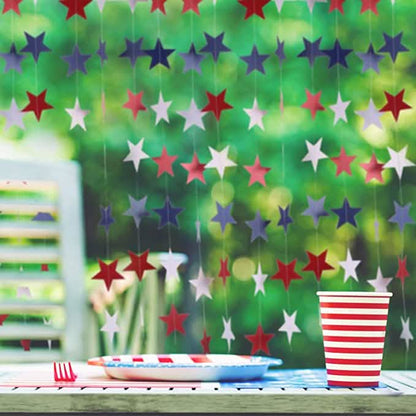 8 Strands Patriotic Star Streamers Banner Garland DailySale