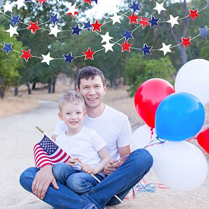 8 Strands Patriotic Star Streamers Banner Garland DailySale