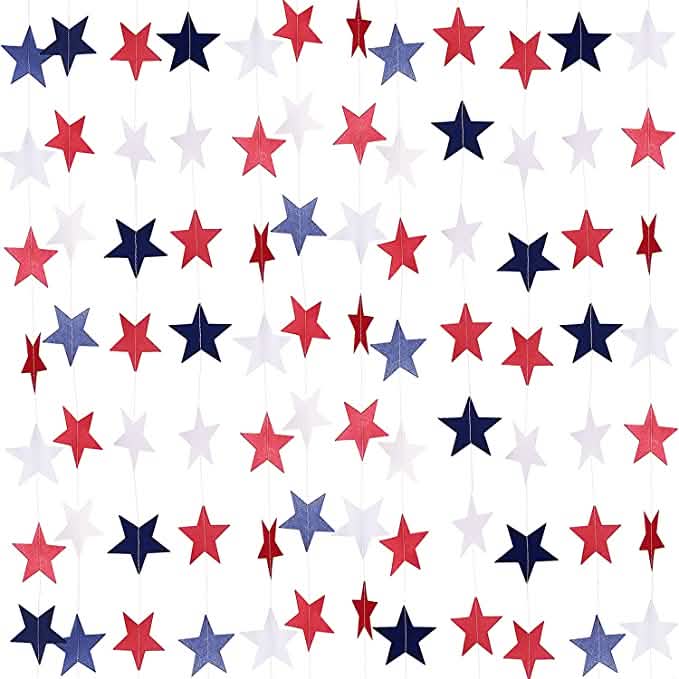 8 Strands Patriotic Star Streamers Banner Garland DailySale