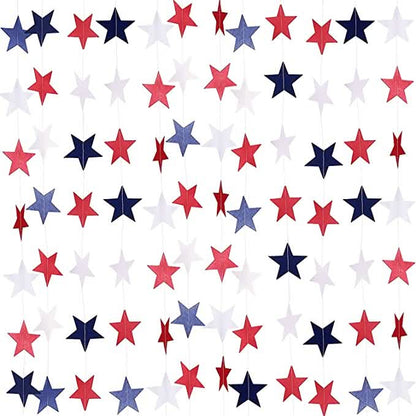 8 Strands Patriotic Star Streamers Banner Garland DailySale
