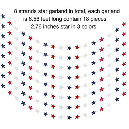 8 Strands Patriotic Star Streamers Banner Garland DailySale