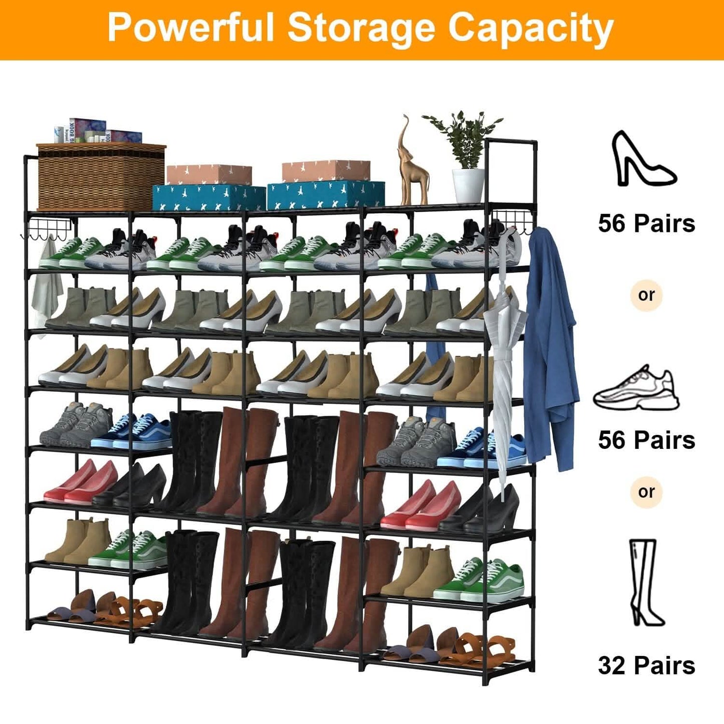 8-Tier Shoe Rack Metal Shoe Storage Shelf DailySale