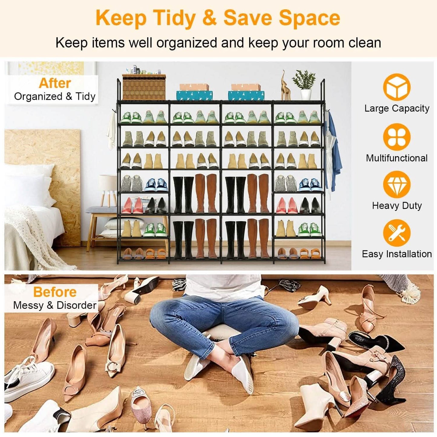 8-Tier Shoe Rack Metal Shoe Storage Shelf DailySale