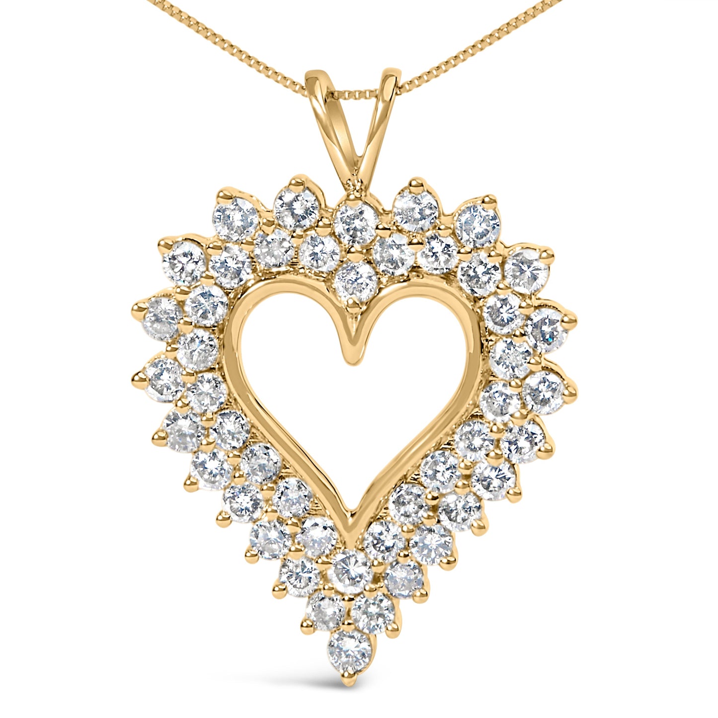14K Yellow Gold Plated .925 Sterling Silver 3.00 Cttw Round Cut Diamond Cluster Heart 18" Pendant Necklace (K-L Color, I1-I2 Clarity) Bids.com