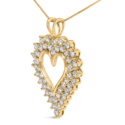 14K Yellow Gold Plated .925 Sterling Silver Brilliant-Cut Diamond Open Heart 18" Pendant Necklace (K-L Color, I1-I2 Clarity) Bids.com