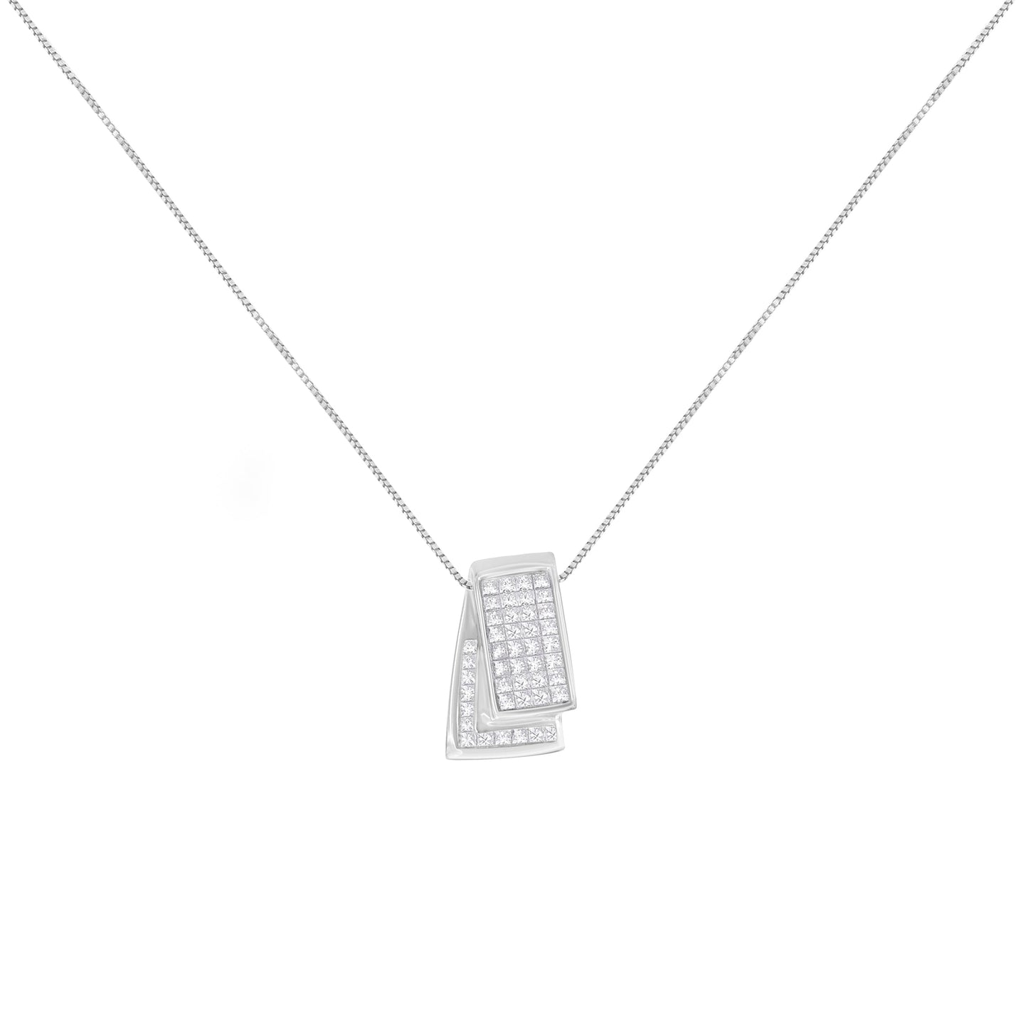 14KT White Gold Diamond Box Pendant Necklace (1 cttw, H-I Color, SI2-I1 Clarity) Bids.com