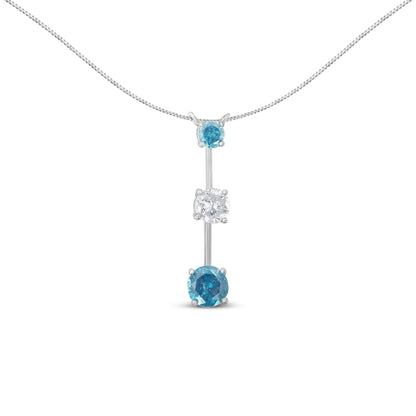 14K White Gold 1 1/2 cttw White and Treated Blue Diamond Pendant Necklace (H-I, I1-I2) Bids.com