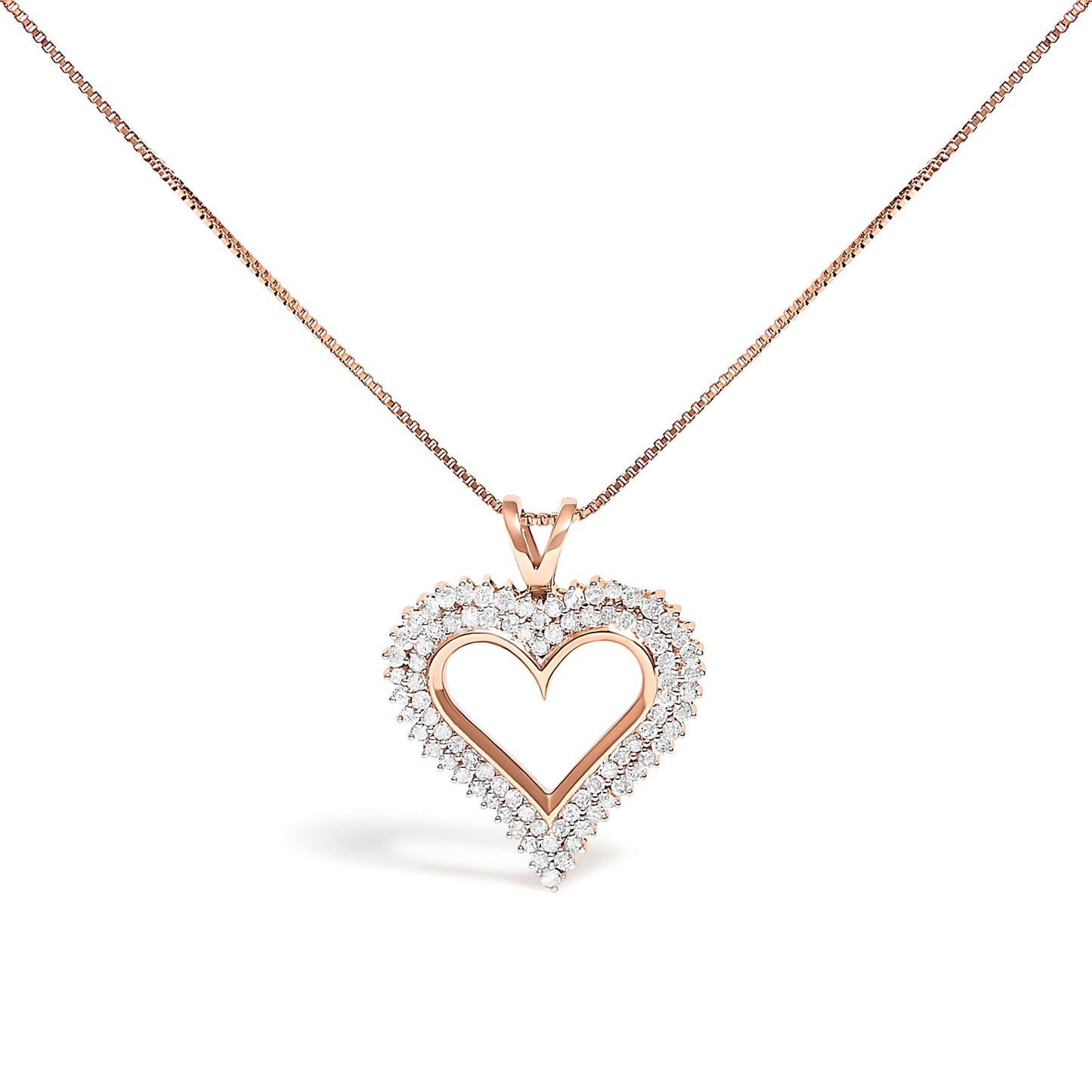 .925 Sterling Silver 1.00 Cttw Diamond Heart 18" Pendant Necklace (I-J Color, I2-I3 Clarity) Bids.com