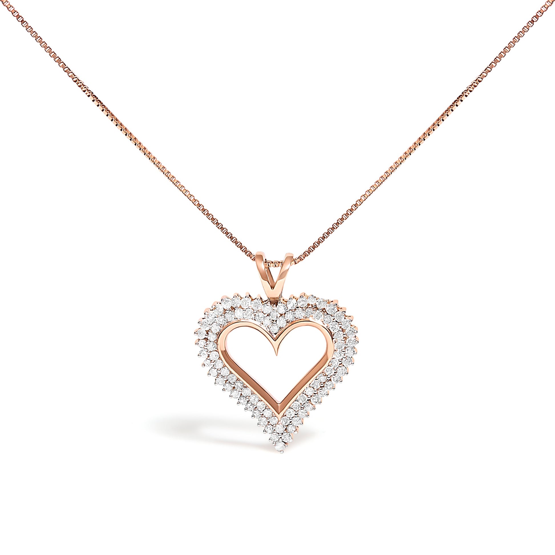 .925 Sterling Silver 1.00 Cttw Diamond Heart 18" Pendant Necklace (I-J Color, I2-I3 Clarity) Bids.com