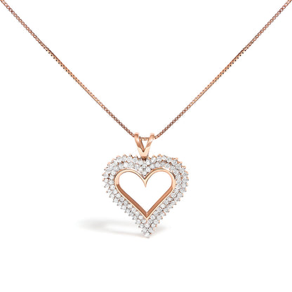 .925 Sterling Silver 1.00 Cttw Diamond Heart 18" Pendant Necklace (I-J Color, I2-I3 Clarity) Bids.com