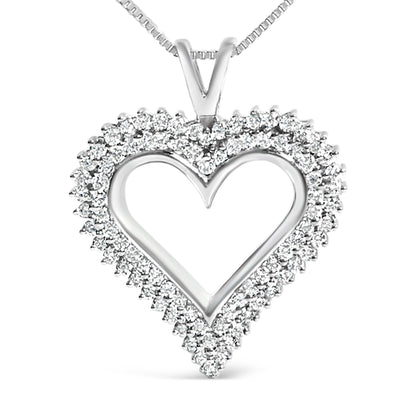 .925 Sterling Silver 1.00 Cttw Lab-Grown Diamond Open Heart Pendant Necklace (F-G Color, VS1-VS2 Clarity) - 18" Inches Bids.com