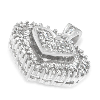 10K White Gold 1 cttw Multi Cut 1 cttw Diamond Heart Pendant Necklace (H-I, I1-I2) Bids.com