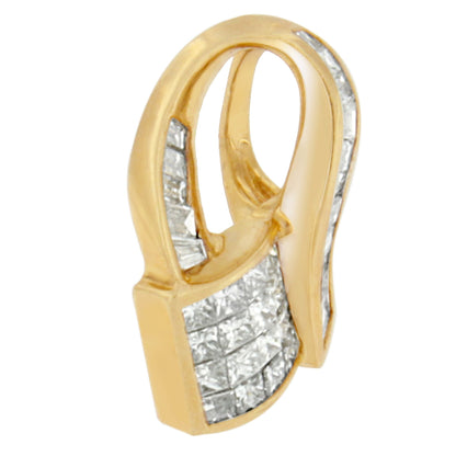 14k Yellow Gold 2.0 Cttw Princess and Baguette-cut Diamond Art Deco Inspired Pendant Necklace (G-H Color, VS1-VS2 Clarity) - 18 Inch Bids.com
