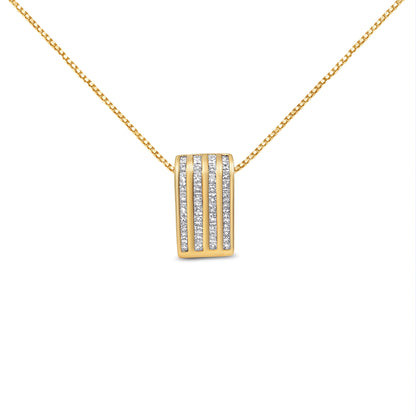 14K Yellow Gold 2 1/3 cttw Princess Cut Diamond Block Pendant Necklace (H-I, SI1-SI2) Bids.com