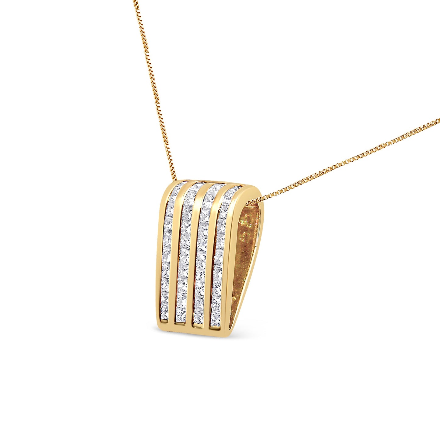 14K Yellow Gold 2 1/3 cttw Princess Cut Diamond Block Pendant Necklace (H-I, SI1-SI2) Bids.com