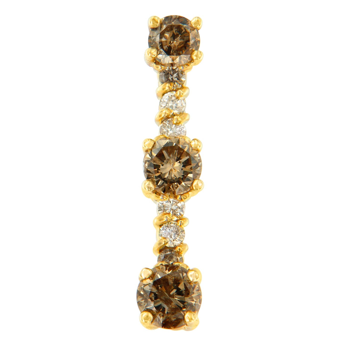 14K Yellow Gold 1 cttw White and Champagne Round Cut Diamond Drop Pendant Necklace (I-J, I1-I2) Bids.com