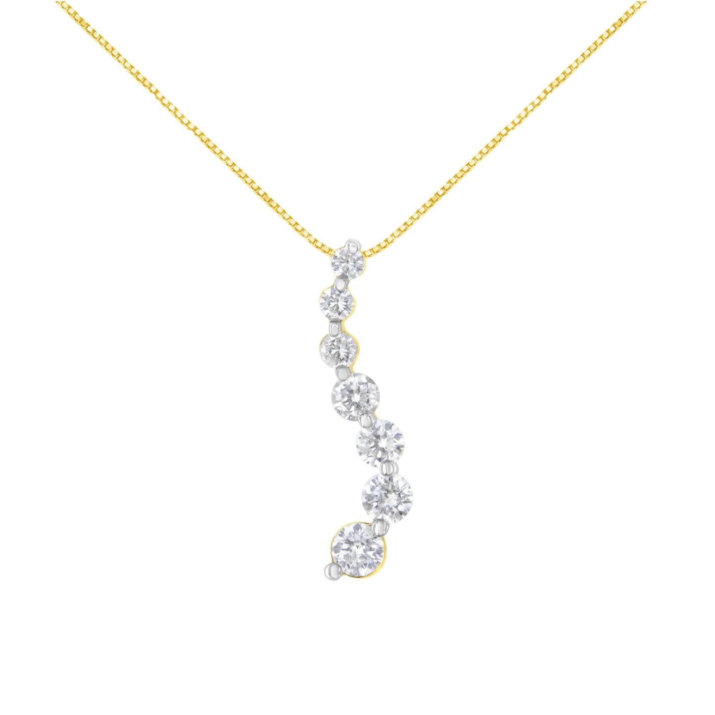 AGS Certified 14K Yellow Gold 2.0 Cttw Baguette and Brilliant Round-Cut Diamond Journey 18" Pendant Necklace (F-G Color, I1-I2 Clarity) Bids.com