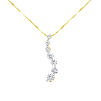 AGS Certified 14K Yellow Gold 2.0 Cttw Baguette and Brilliant Round-Cut Diamond Journey 18" Pendant Necklace (F-G Color, I1-I2 Clarity) Bids.com