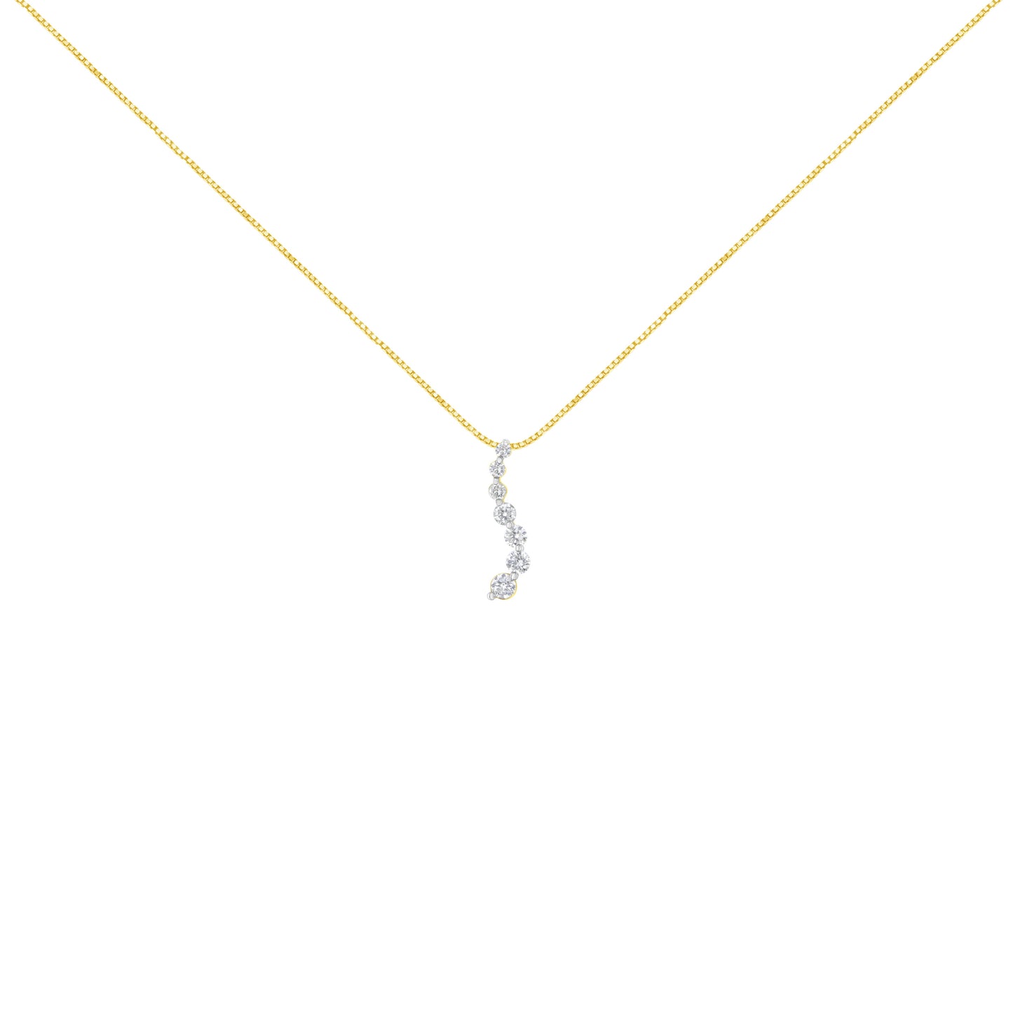 AGS Certified 14K Yellow Gold 2.0 Cttw Baguette and Brilliant Round-Cut Diamond Journey 18" Pendant Necklace (F-G Color, I1-I2 Clarity) Bids.com