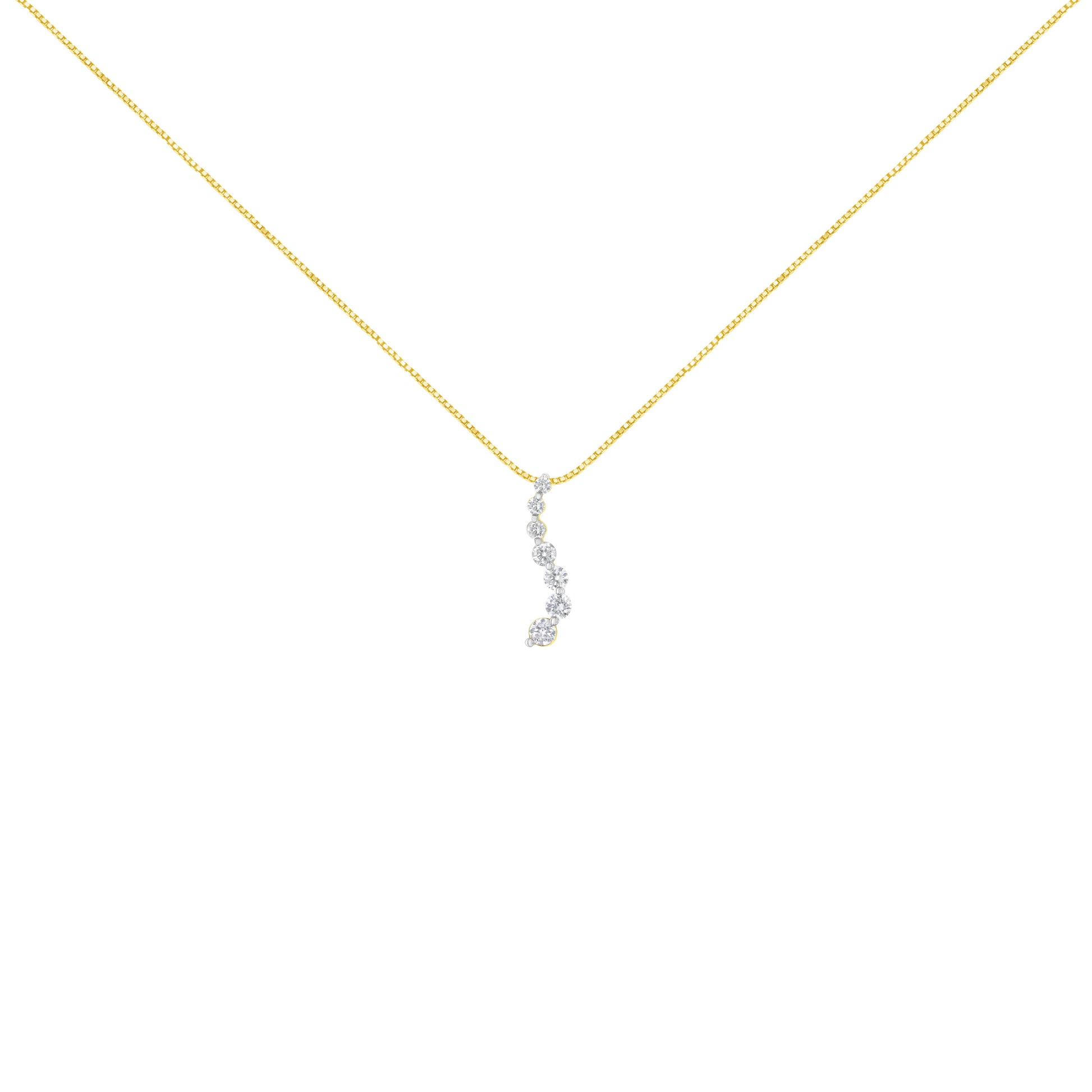 AGS Certified 14K Yellow Gold 2.0 Cttw Baguette and Brilliant Round-Cut Diamond Journey 18" Pendant Necklace (F-G Color, I1-I2 Clarity) Bids.com