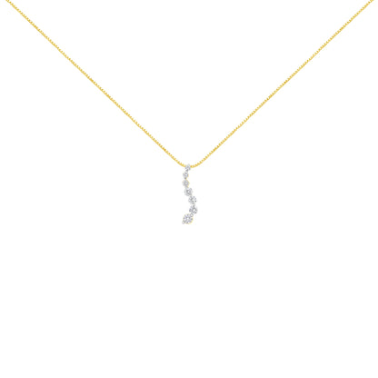AGS Certified 14K Yellow Gold 2.0 Cttw Baguette and Brilliant Round-Cut Diamond Journey 18" Pendant Necklace (F-G Color, I1-I2 Clarity) Bids.com