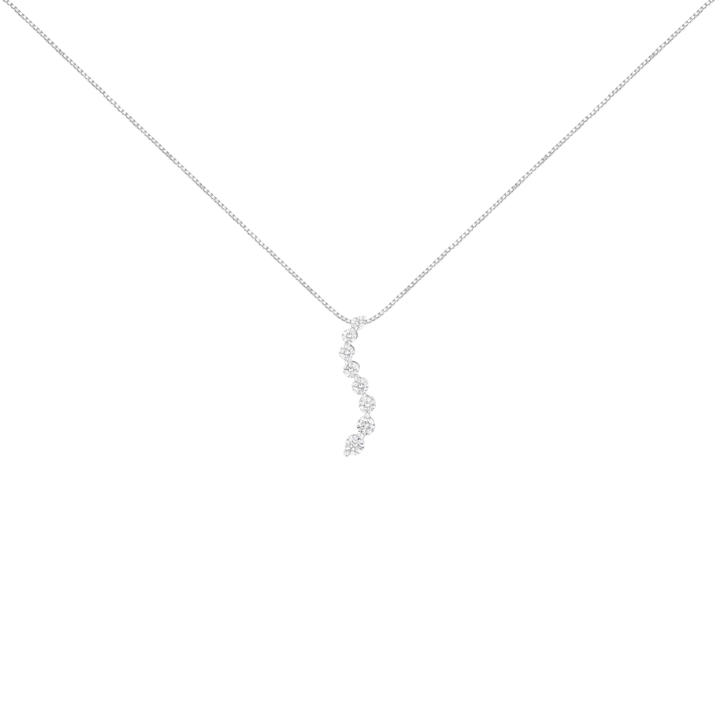AGS Certified 14k White Gold 3.0 Cttw Baguette and Brilliant Round-Cut Diamond Journey 18" Pendant Necklace (F-G Color, I1-I2 Clarity) Bids.com