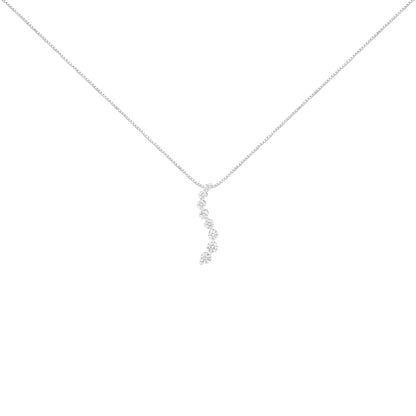 AGS Certified 14k White Gold 3.0 Cttw Baguette and Brilliant Round-Cut Diamond Journey 18" Pendant Necklace (F-G Color, I1-I2 Clarity) Bids.com