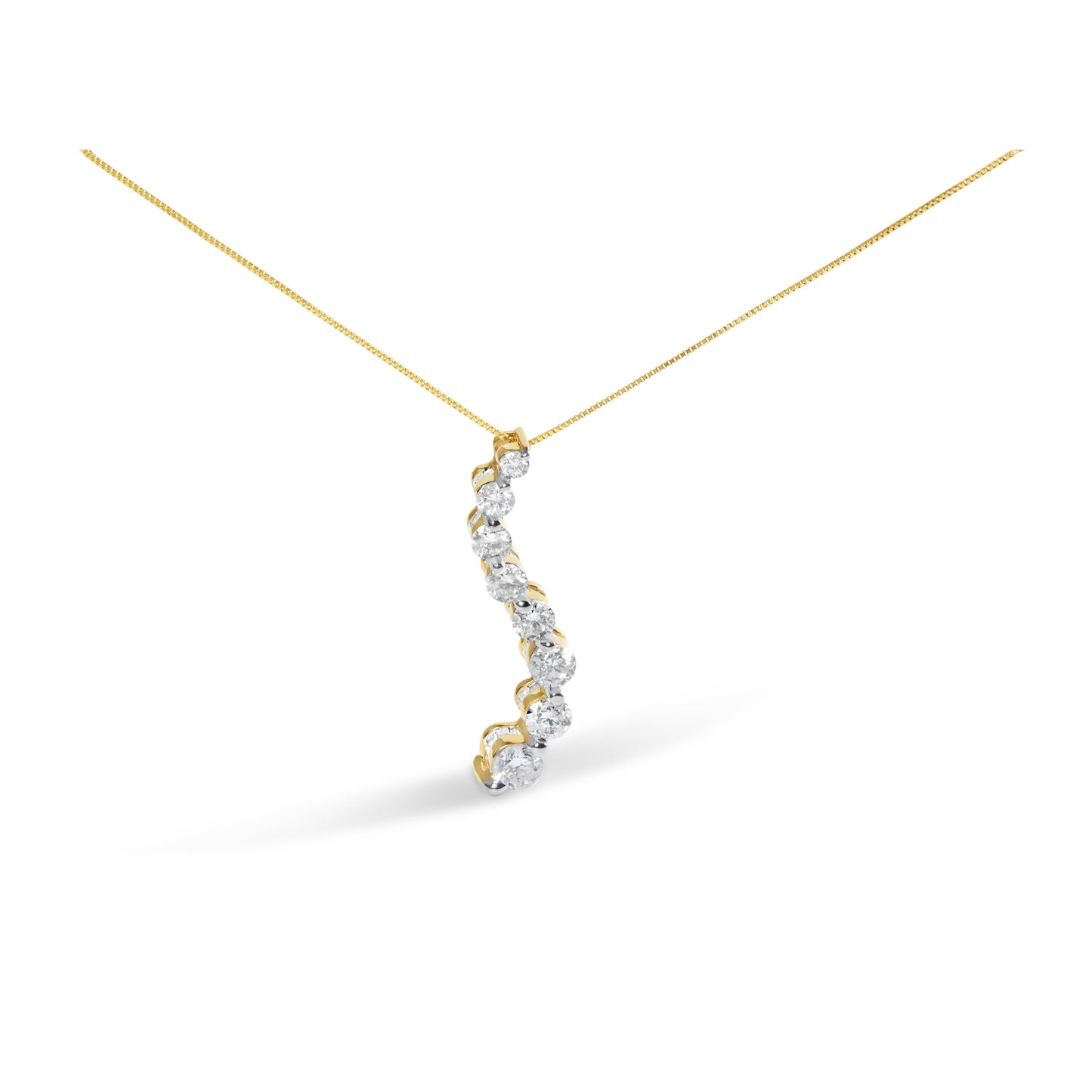 14k Yellow Gold 3.0 cttw Baguette and Brilliant Round-Cut Diamond Journey 18" Pendant Necklace (I-J Color, I2-I3 Clarity) Bids.com