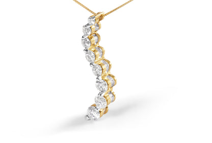 AGS Certified 14k Yellow Gold 3.0 Cttw Baguette and Brilliant Round-Cut Diamond Journey 18" Pendant Necklace (G-H Color, I1-I2 Clarity) Bids.com