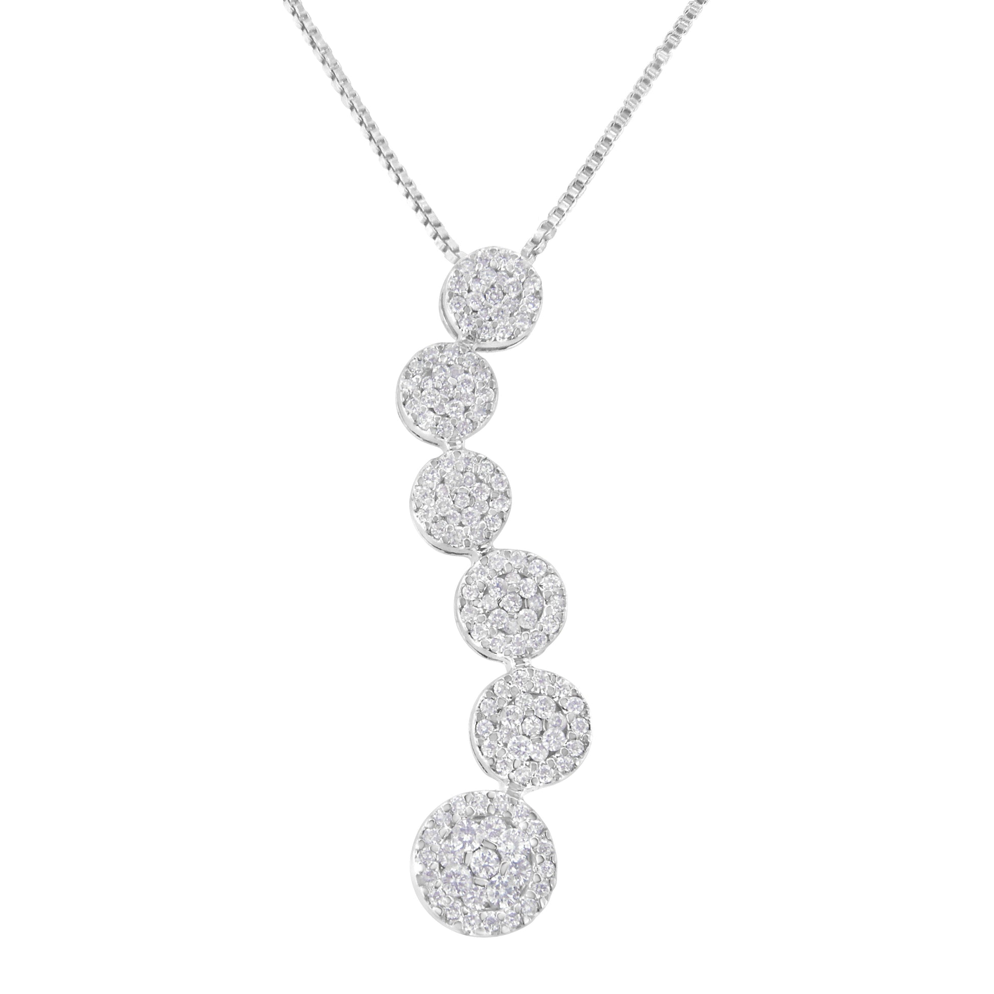 14K White Gold 1 cttw Diamond Cluster Journey Pendant Necklace (H-I, I1-I2) Bids.com
