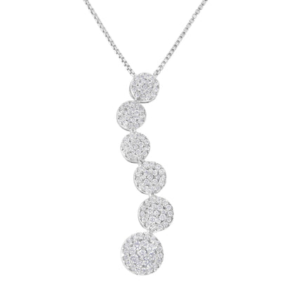 14K White Gold 1 cttw Diamond Cluster Journey Pendant Necklace (H-I, I1-I2) Bids.com