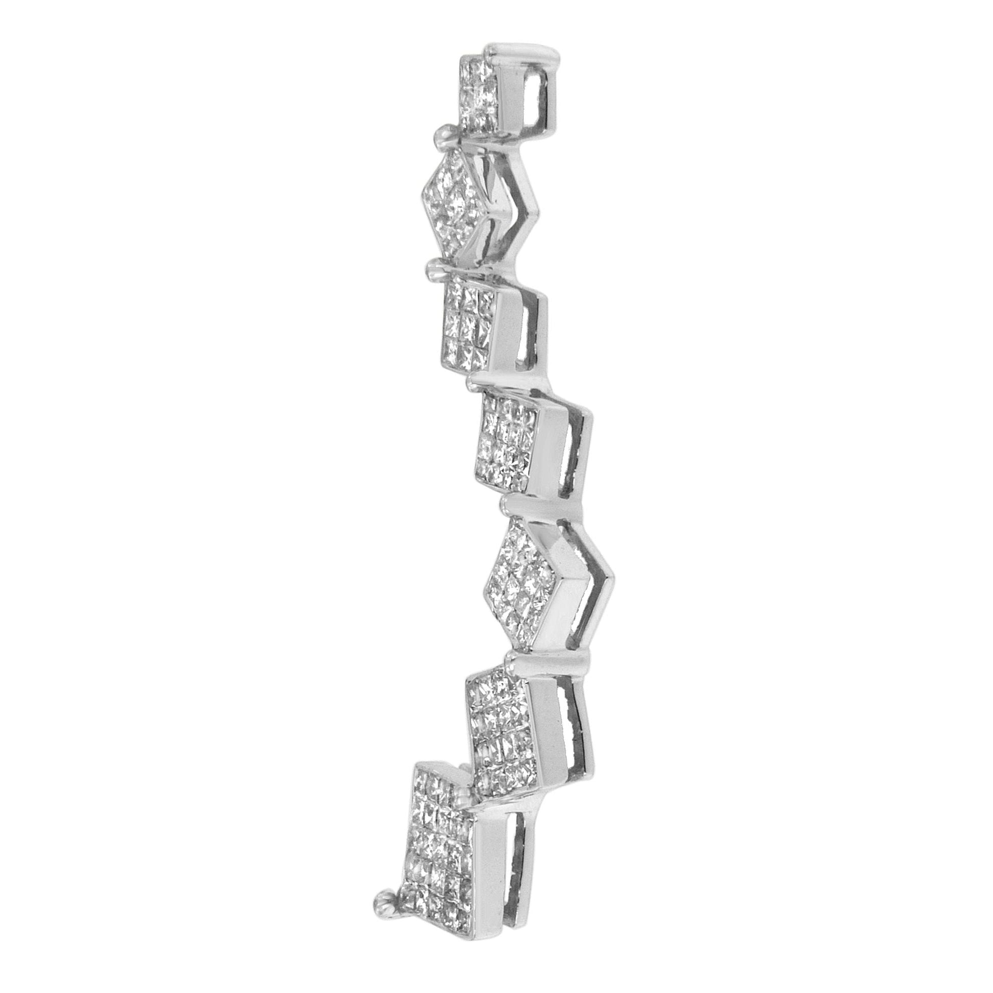 10K White Gold 1 cttw Diamond Snake Curved Pendant Necklace (H-I, I1-I2) Bids.com
