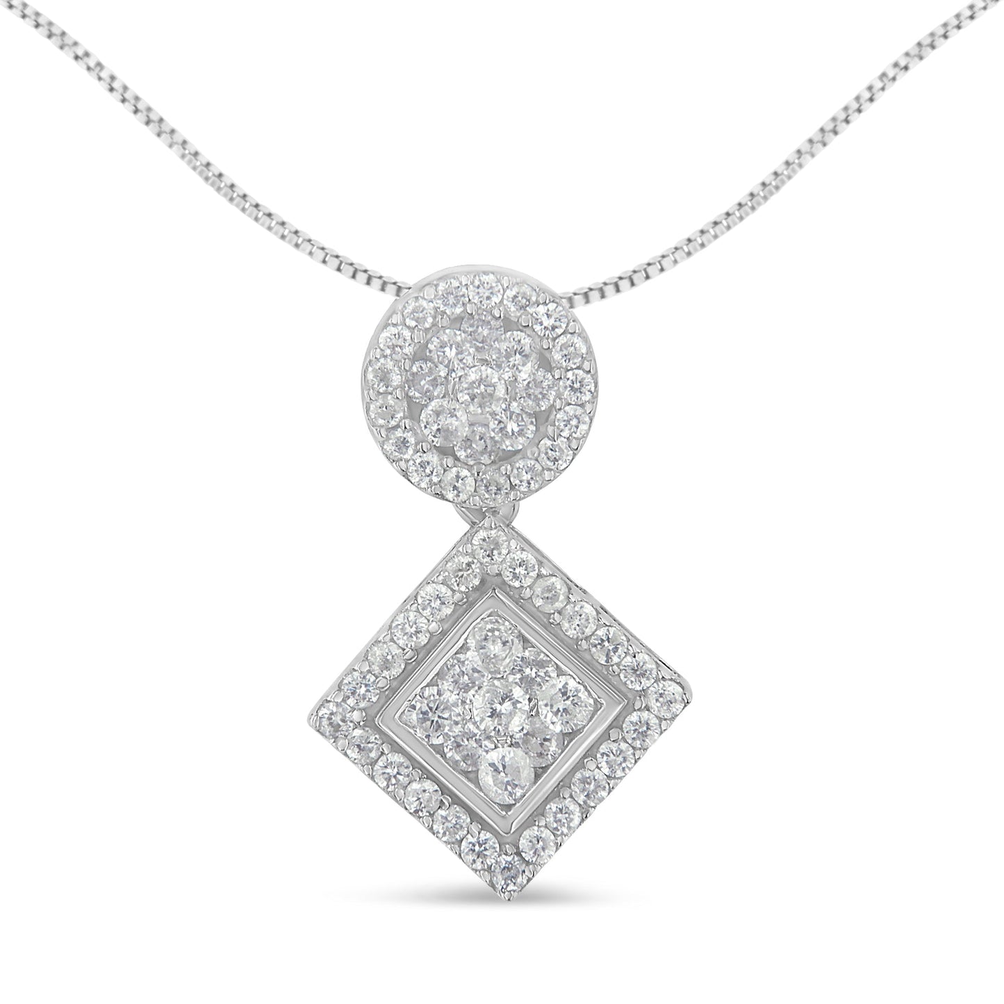 14K White Gold 1 cttw Diamond Pendant Necklace (H-I, I1-I2) Bids.com