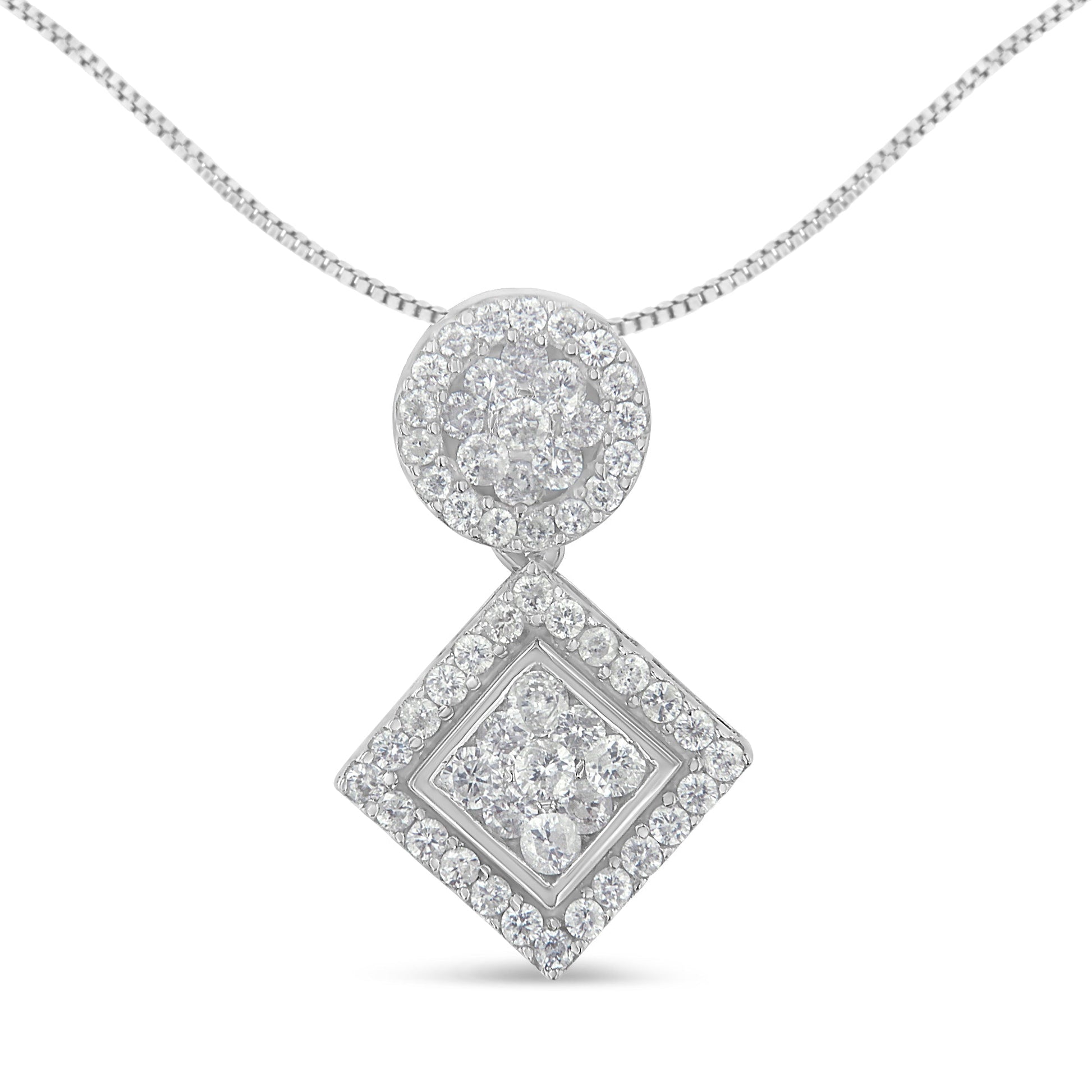 14K White Gold 1 cttw Diamond Pendant Necklace (H-I, I1-I2) Bids.com