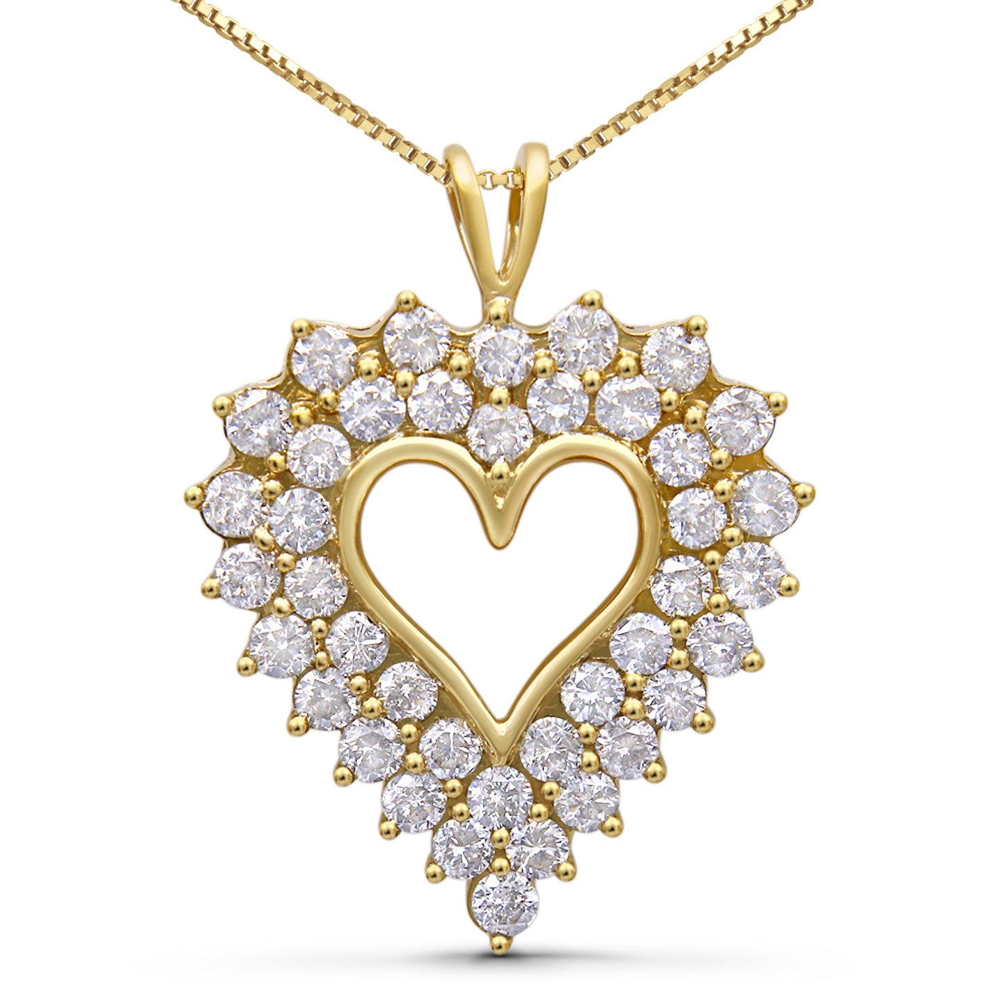 14K Yellow Gold Plated .925 Sterling Silver 4.0 Cttw Diamond Shadow Frame Heart 18" Pendant Necklace (J-K Color, I1-I2 Clarity) Bids.com