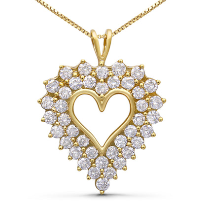 14K Yellow Gold Plated .925 Sterling Silver 4.0 Cttw Diamond Shadow Frame Heart 18" Pendant Necklace (J-K Color, I1-I2 Clarity) Bids.com