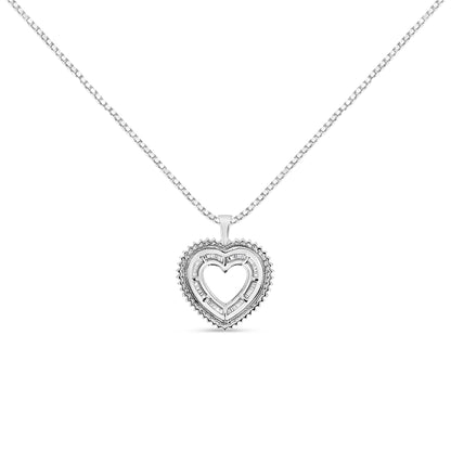 .925 Sterling Silver 1.0 Ctw Diamond Shadow Open Heart Halo 18" Pendant Necklace (I-J Color, I1-I2 Clarity) Bids.com