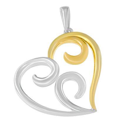 10K Yellow Gold Over .925 Sterling Silver Open Heart with Swirls 18" Box Chain Pendant Necklace Bids.com