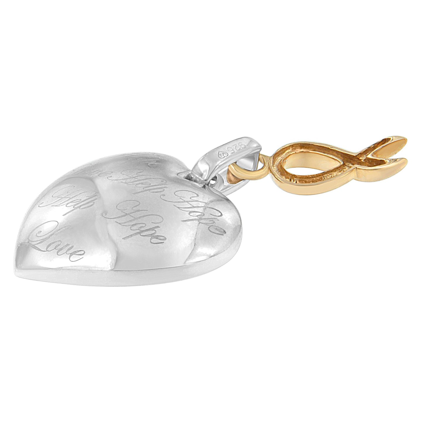 10K Yellow Gold Over Silver Heart Pendant Necklace Bids.com