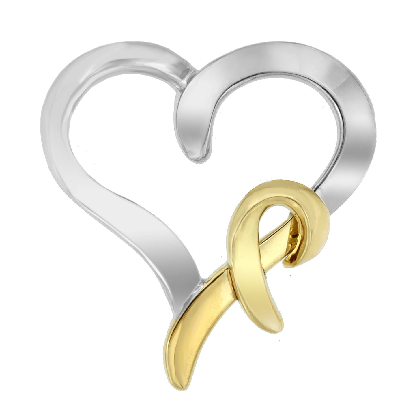 .925 Sterling Silver and 14K Yellow Gold Two-Tone Heart Shaped Pendant Necklace Bids.com