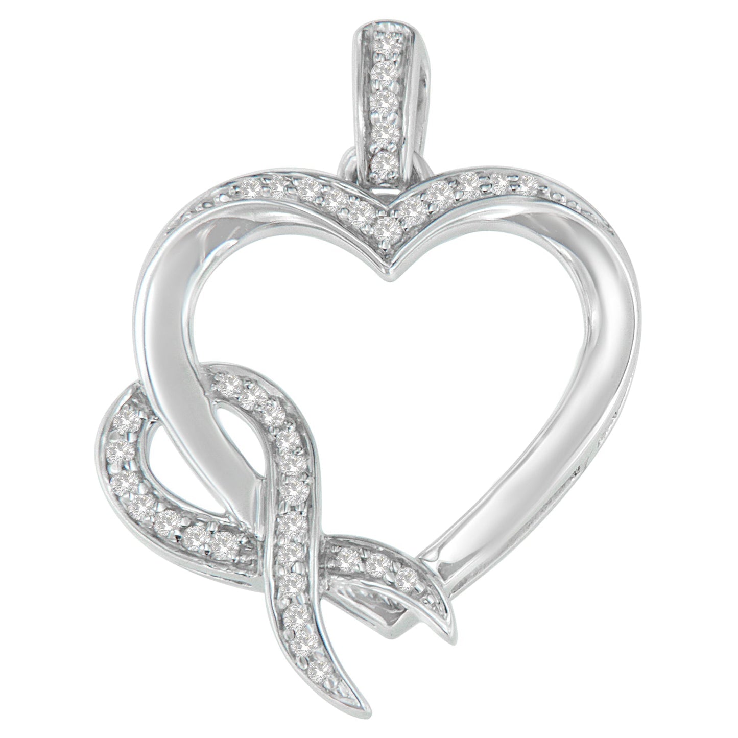 .925 Sterling Silver 1/6 cttw Diamond Heart Pendant Necklace (H-I, I1-I2) Bids.com