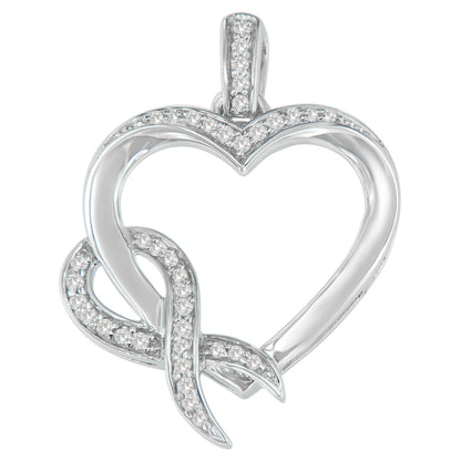 .925 Sterling Silver 1/6 cttw Diamond Heart Pendant Necklace (H-I, I1-I2) Bids.com