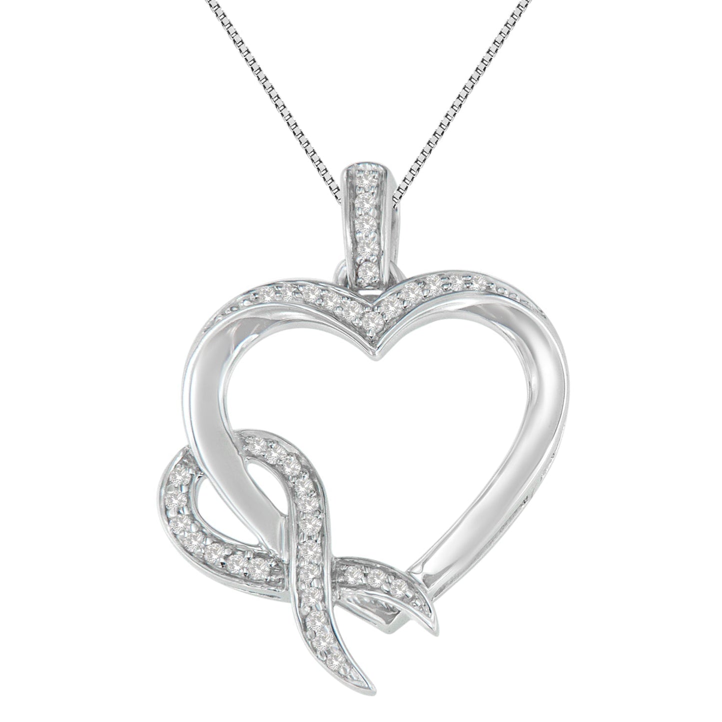 .925 Sterling Silver 1/6 cttw Diamond Heart Pendant Necklace (H-I, I1-I2) Bids.com