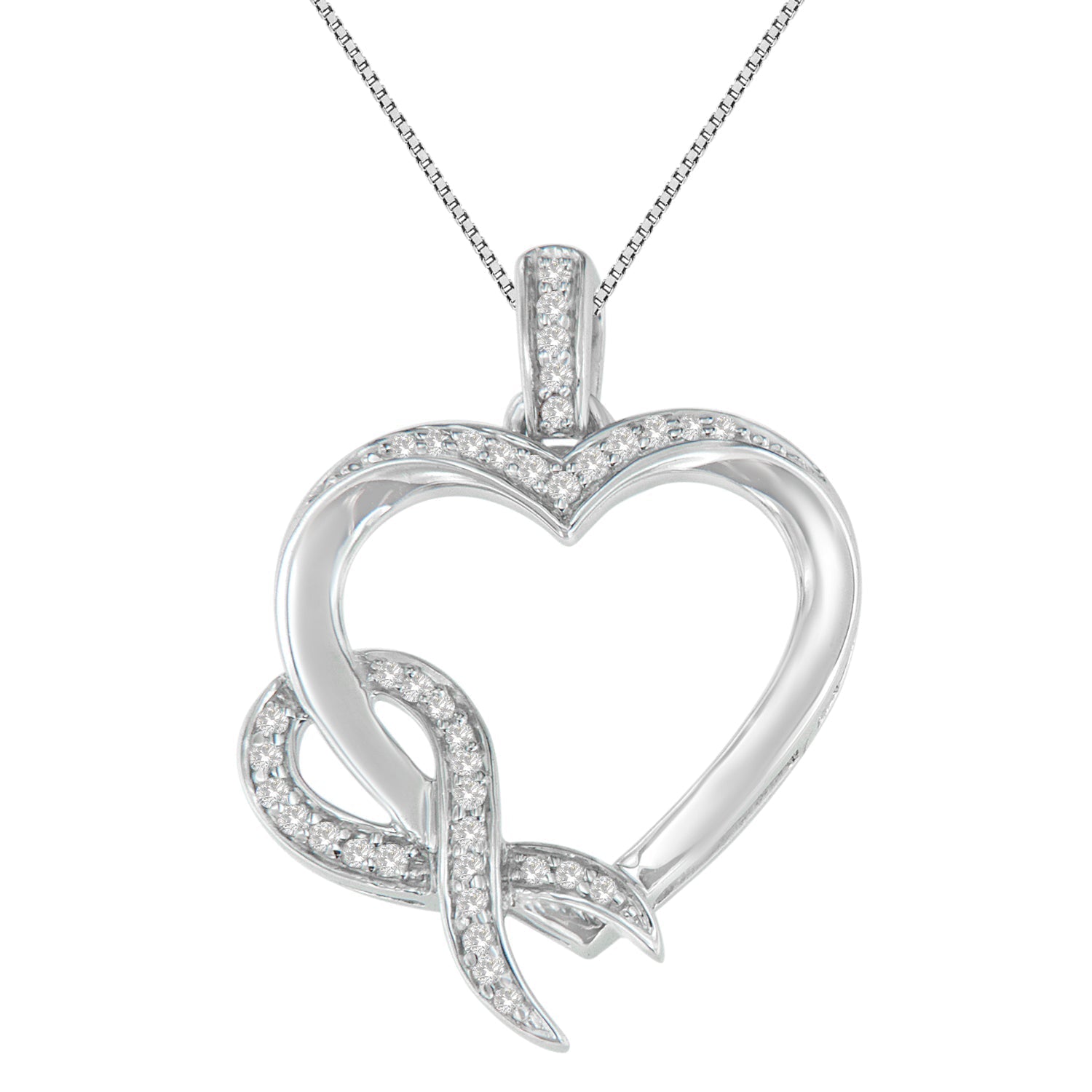 .925 Sterling Silver 1/6 cttw Diamond Heart Pendant Necklace (H-I, I1-I2) Bids.com
