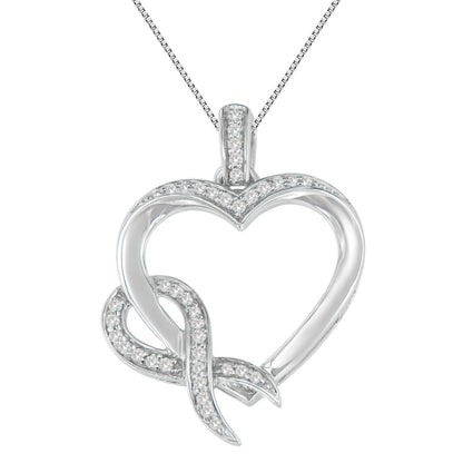 .925 Sterling Silver 1/6 cttw Diamond Heart Pendant Necklace (H-I, I1-I2) Bids.com