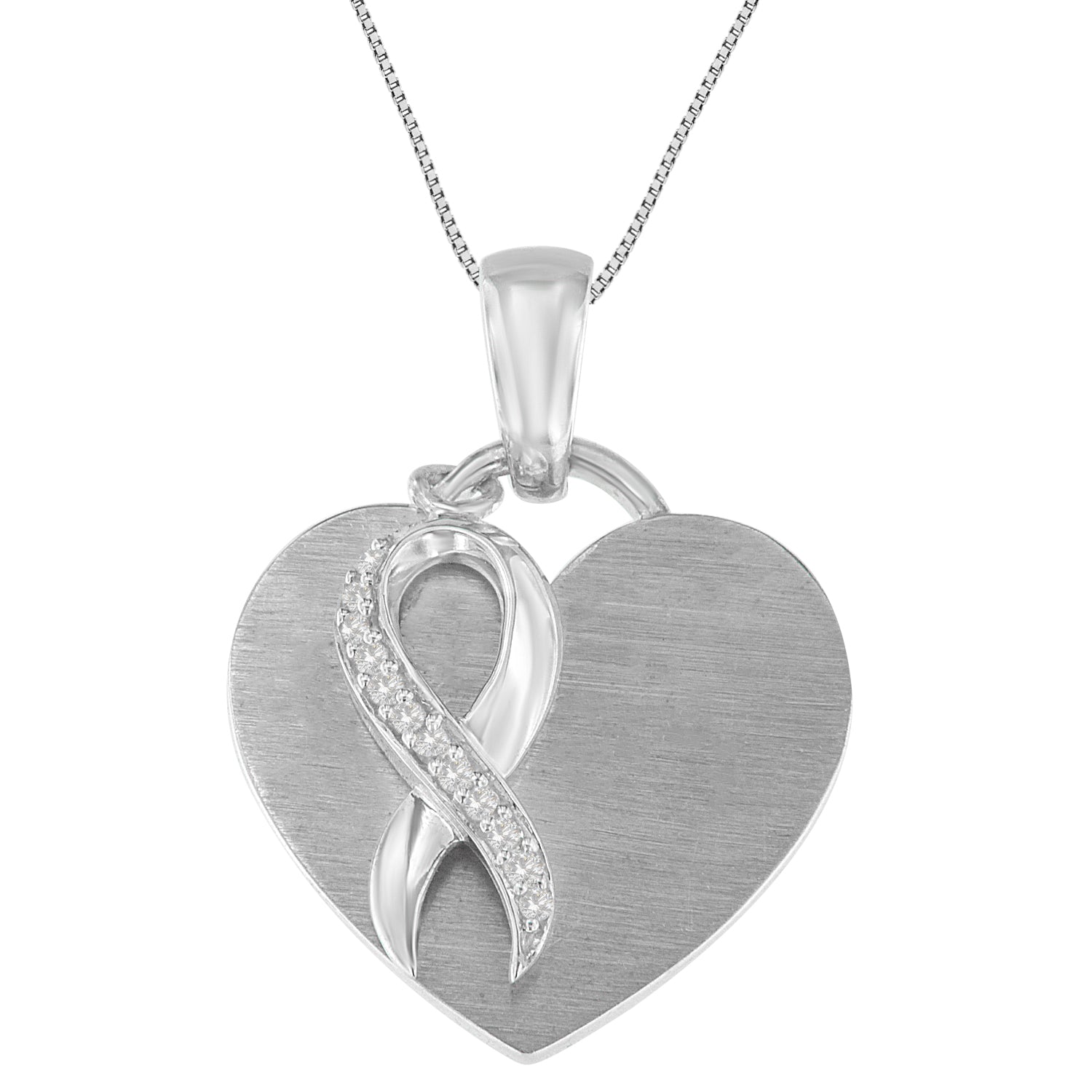 .925 Sterling Silver 1/10 cttw Diamond Heart Pendant Necklace (H-I, I1-I2) Bids.com